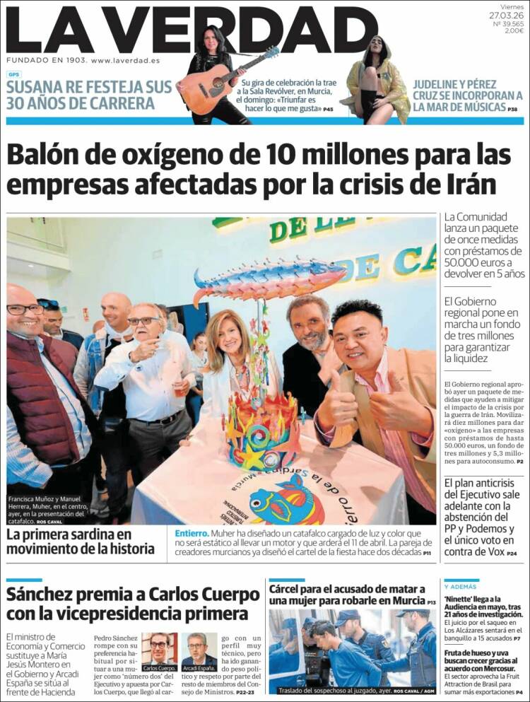 Portada de La Verdad de Murcia (Espa&ntilde;a)