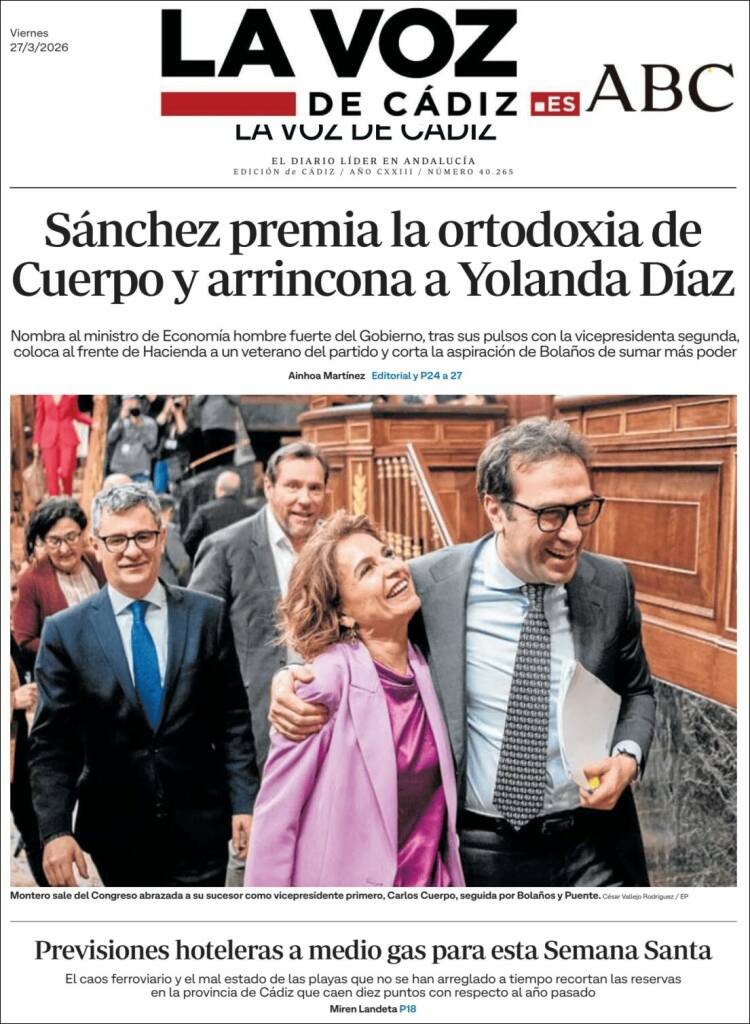 Portada de La Voz de Cádiz (Espa&ntilde;a)