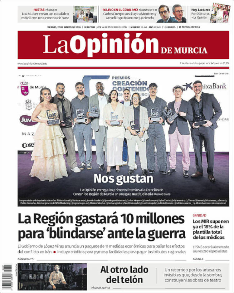 Portada de La Opinión de Murcia (Espa&ntilde;a)
