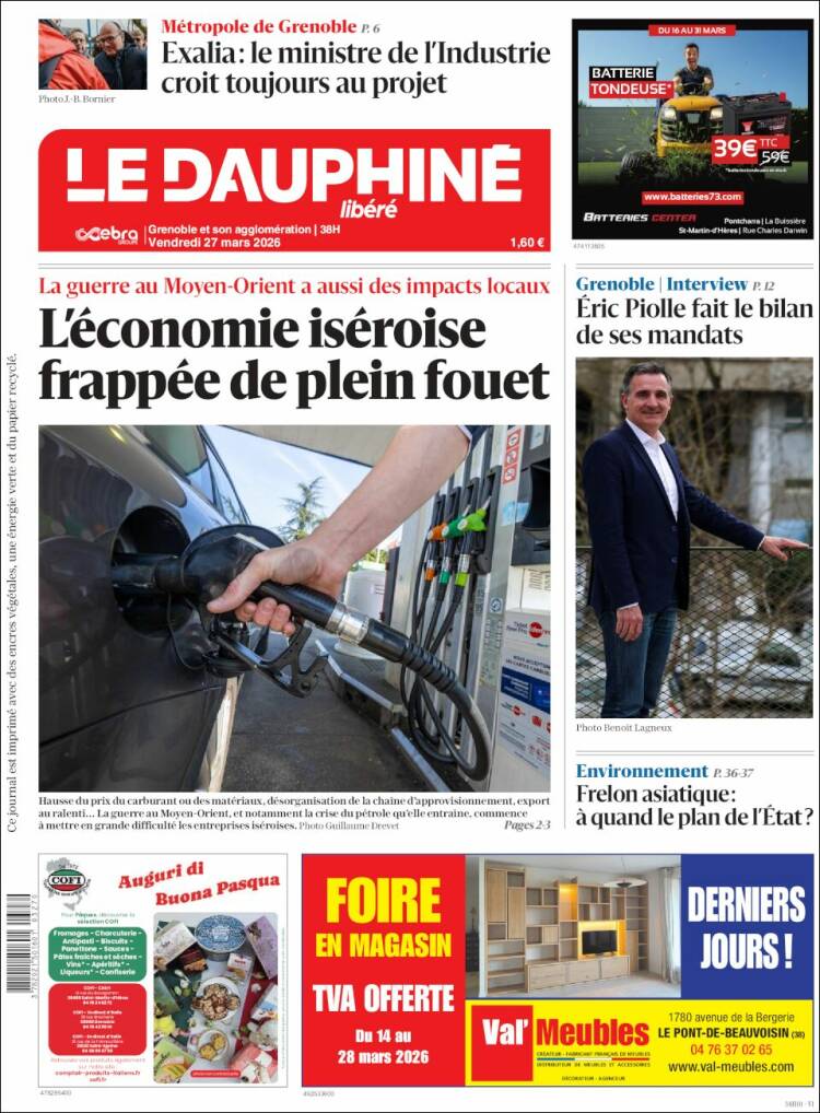 Portada de Le Dauphiné Libéré (Francia)