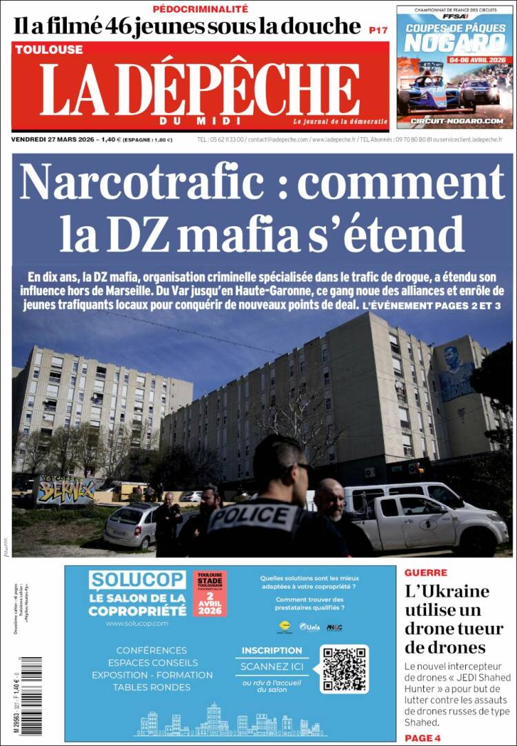 Portada de La Dépêche du Midi (Francia)