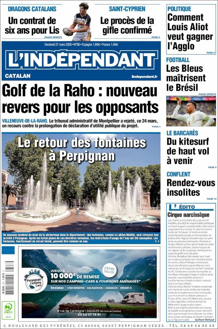 Portada de Le Indépendant (Francia)