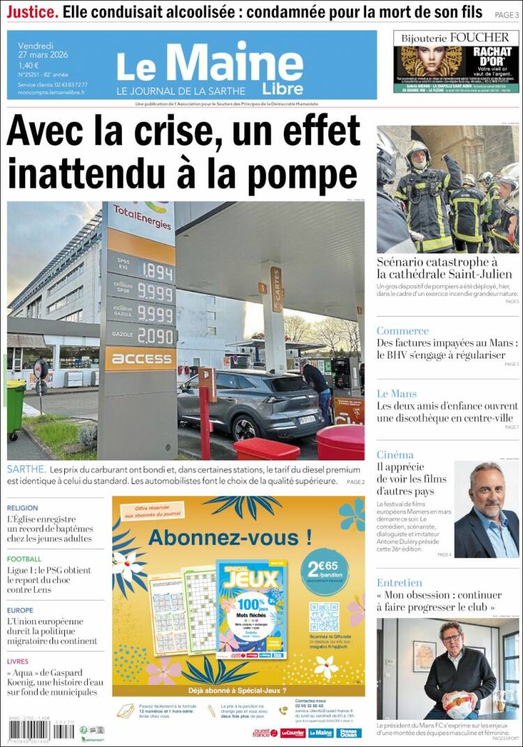 Portada de Le Maine Libre (Francia)