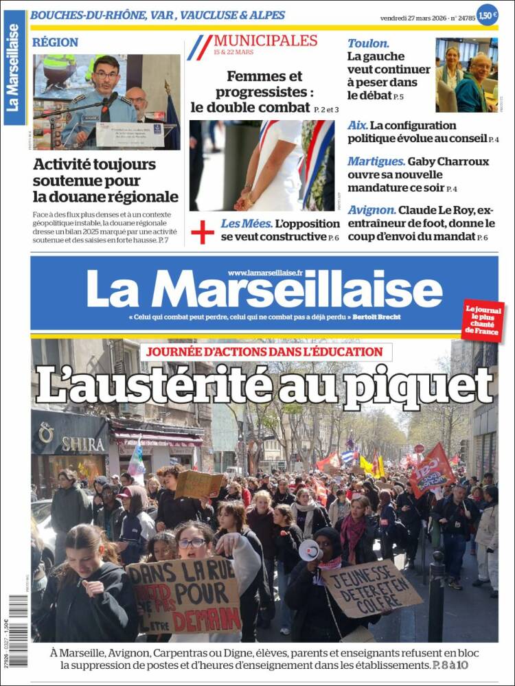 Portada de La Marseillaise (Francia)