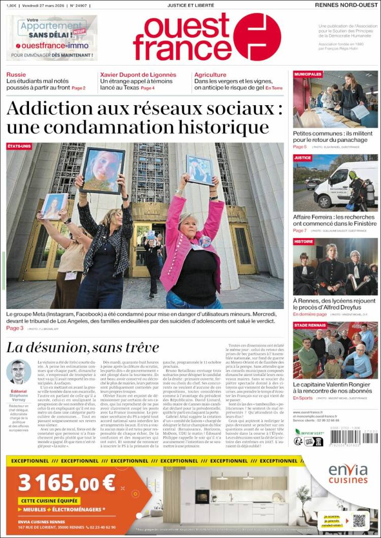 Portada de Ouest France (Francia)