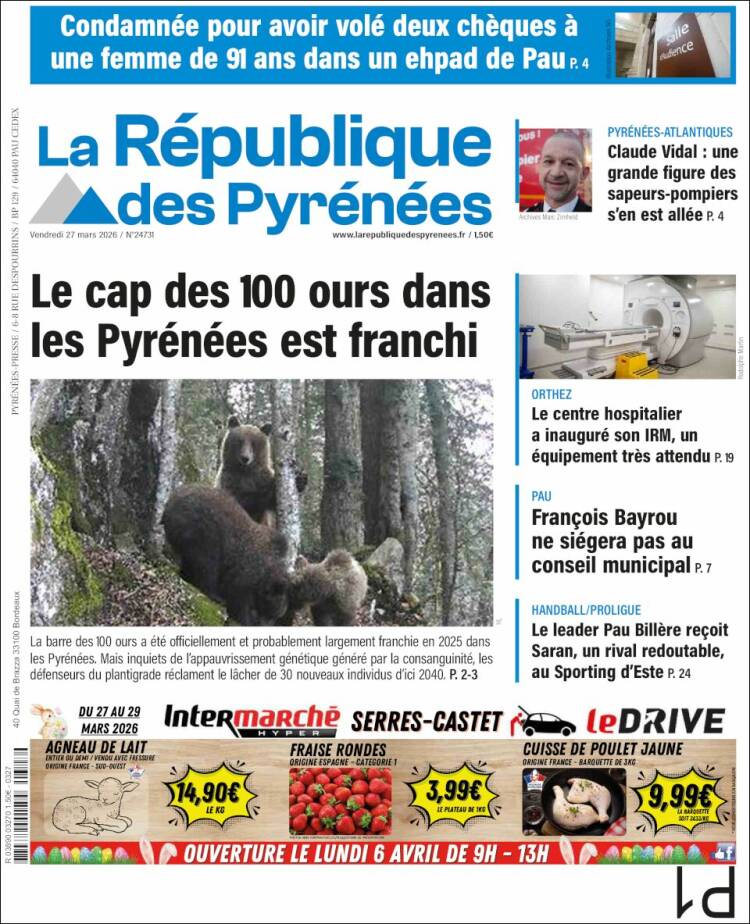 Portada de La République des Pyrénées (Francia)