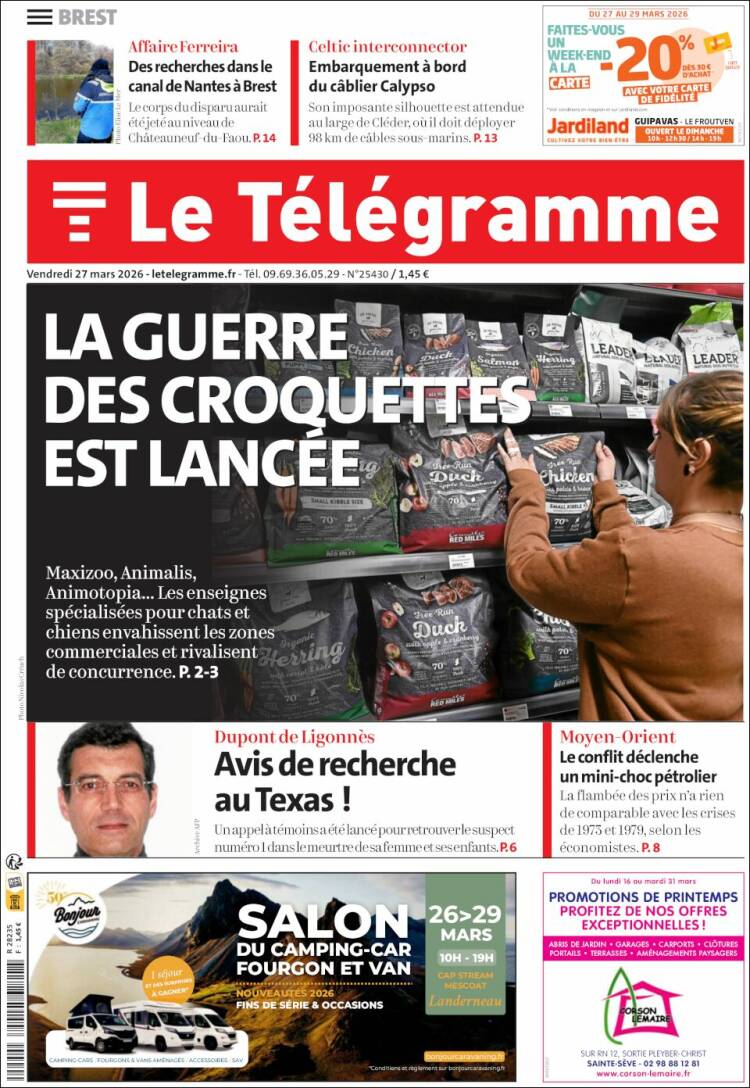 Portada de Télégramme (Francia)