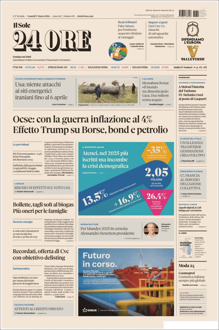 Portada de Il Sole 24 ORE (Italy)