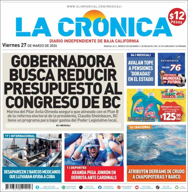 Portada de La Crónica de Baja California (M&eacute;xico)