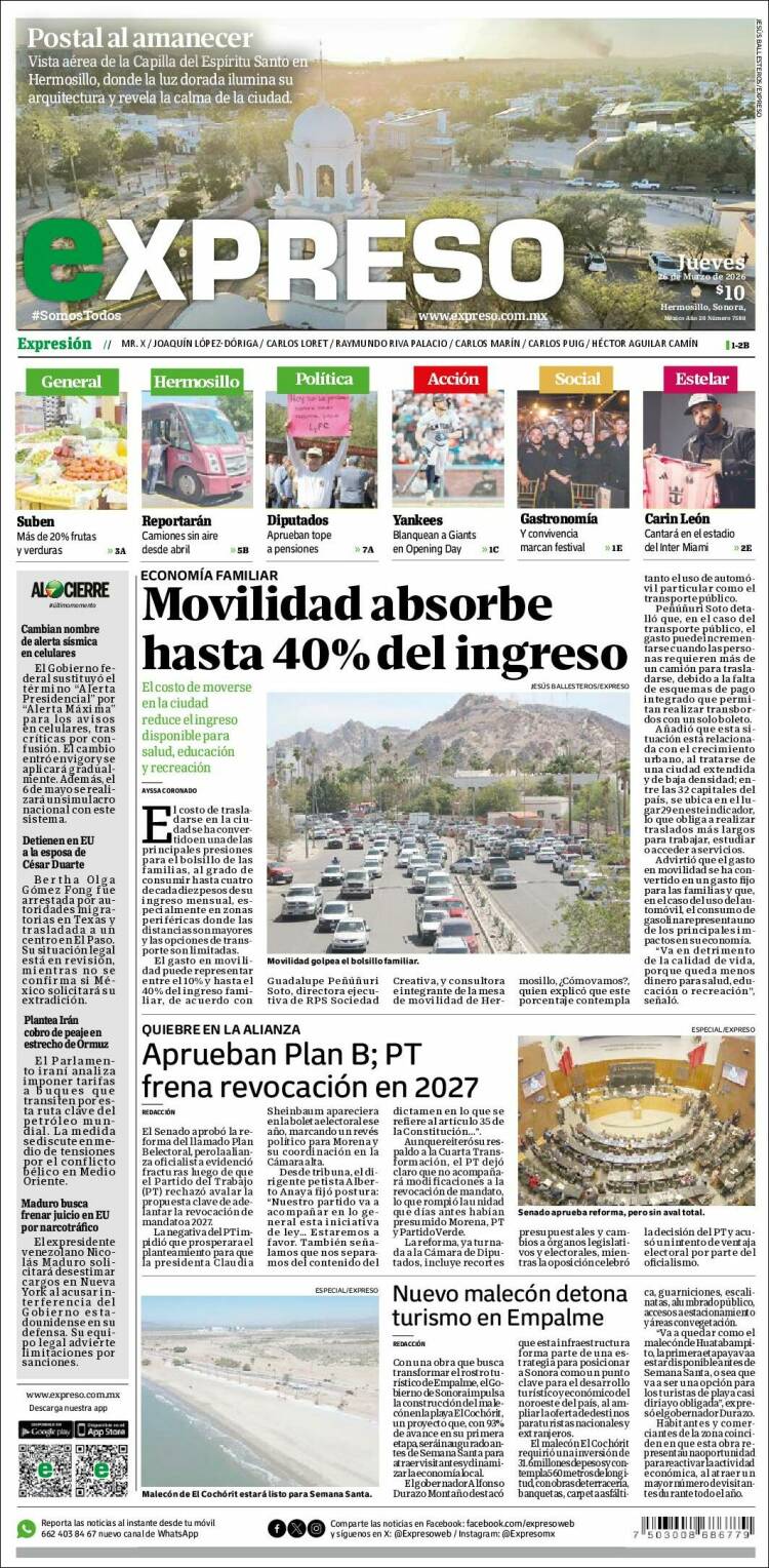 Portada de Expreso (M&eacute;xico)