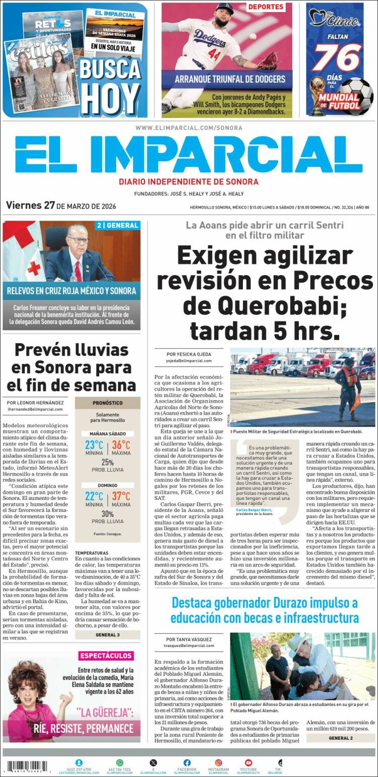 Portada de El Imparcial (M&eacute;xico)