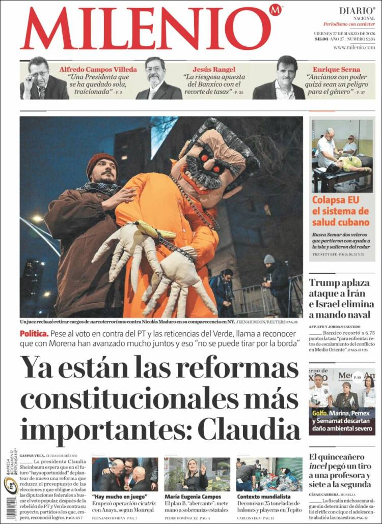 Portada de Milenio (M&eacute;xico)