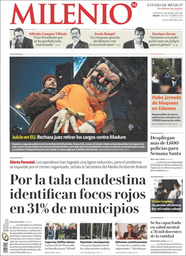 Portada de Milenio - Estado de México (M&eacute;xico)