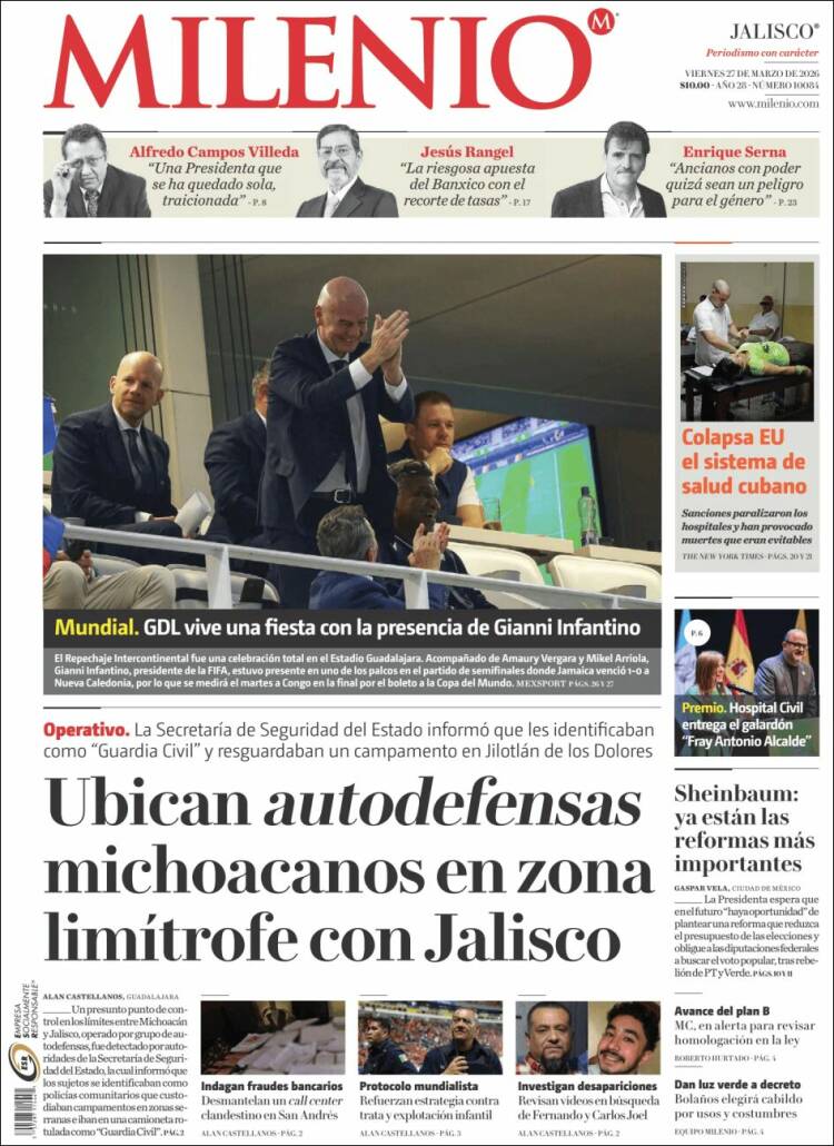Portada de Milenio - Jalisco (M&eacute;xico)