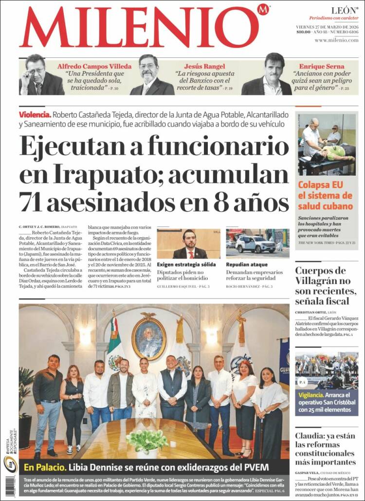 Portada de Milenio de León (M&eacute;xico)