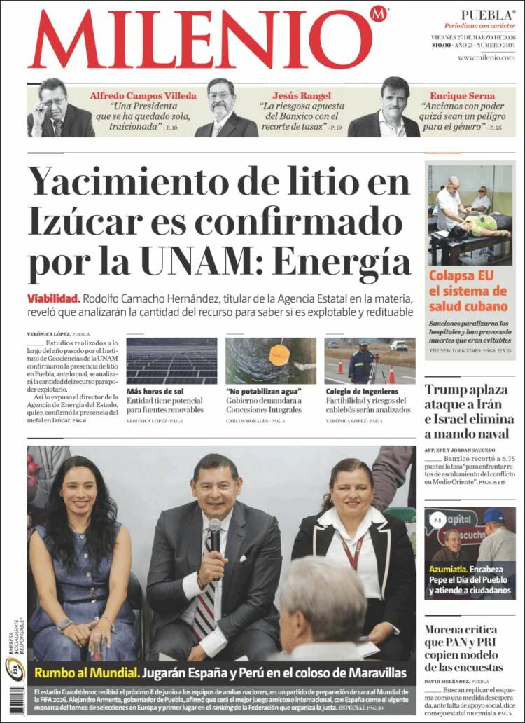 Portada de Milenio de Puebla (M&eacute;xico)