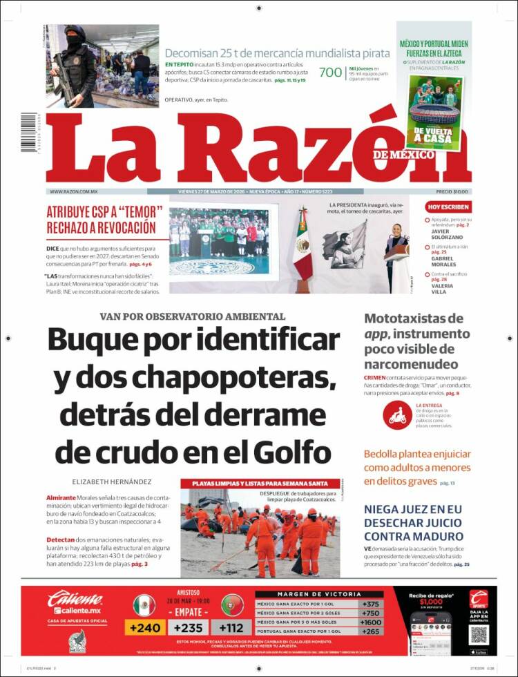 Portada de La Razón (M&eacute;xico)