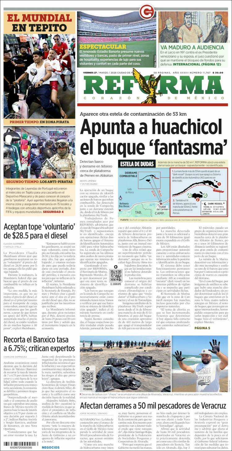 Portada de Reforma (M&eacute;xico)