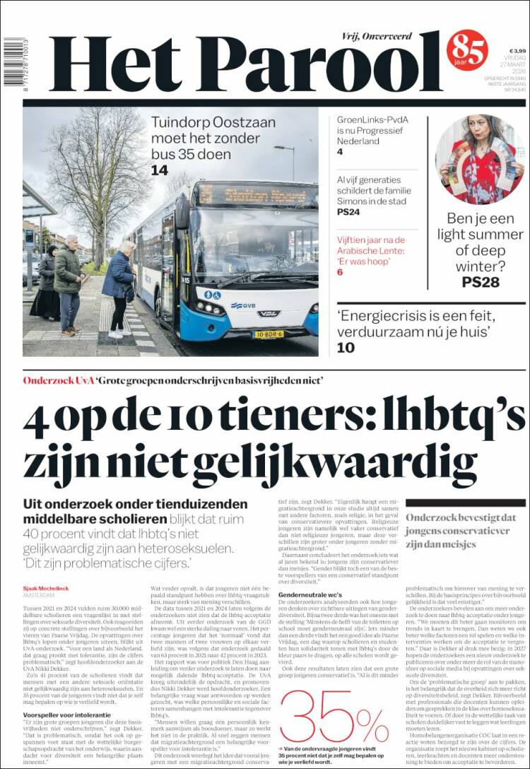 Portada de Het Parool (Pa&iacute;ses Bajos)