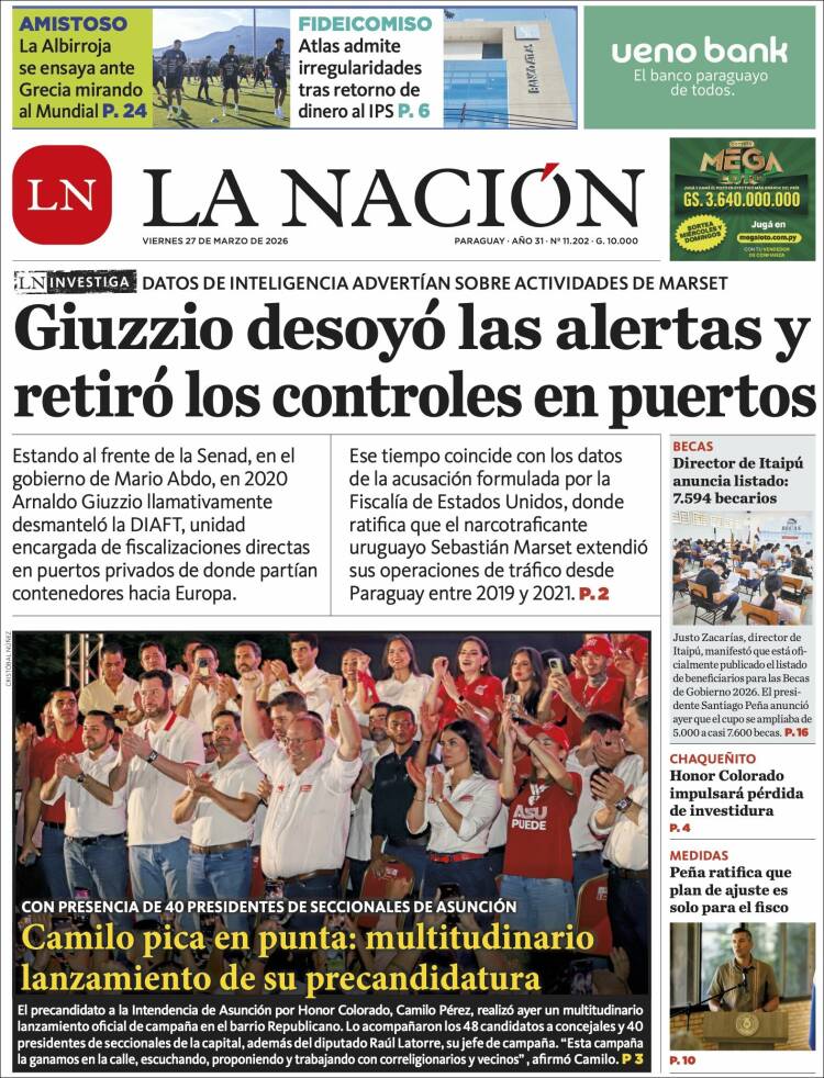 Portada de La Nación (Paraguay)