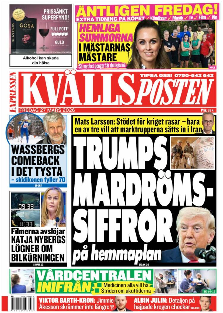 Portada de Kvällsposten (Suecia)