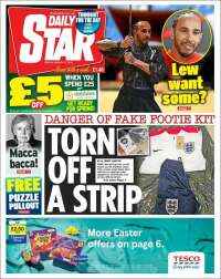 Portada de Daily Star (Reino Unido)