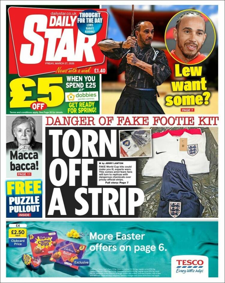 Portada de Daily Star (Reino Unido)