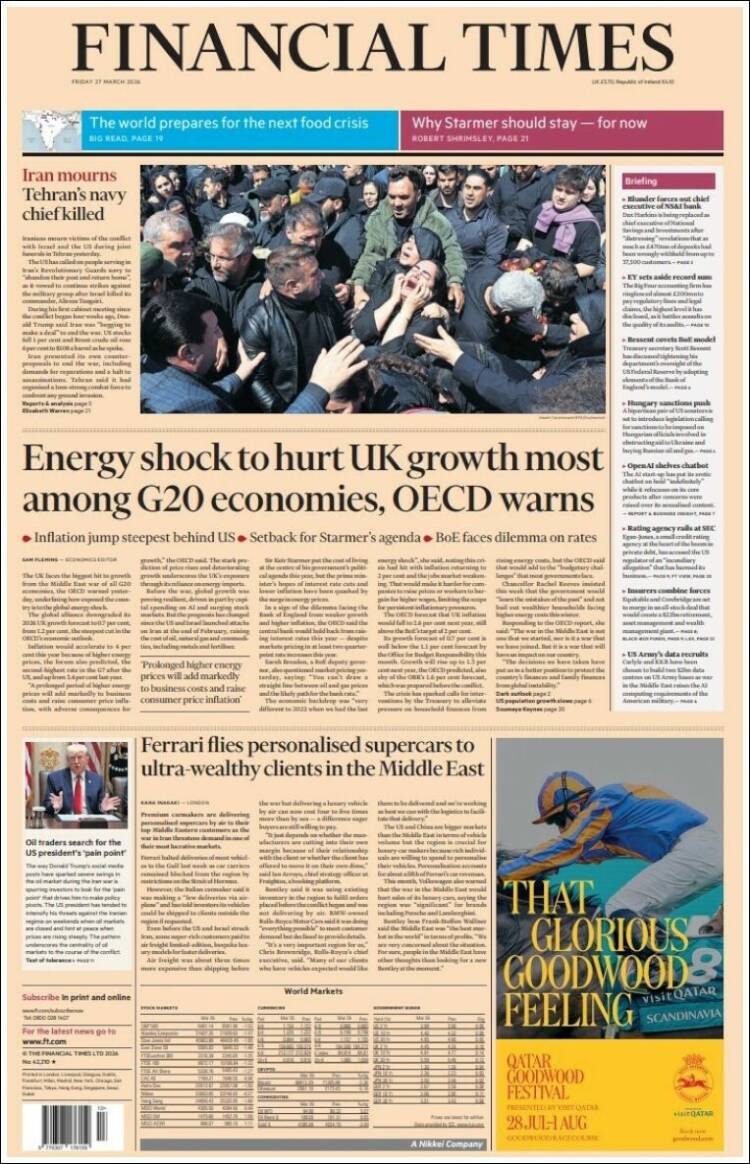 Portada de Financial Times (Reino Unido)