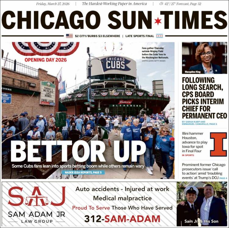 Portada de Chicago Sun-Times (USA)