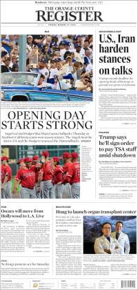 Portada de The Orange County Register (USA)