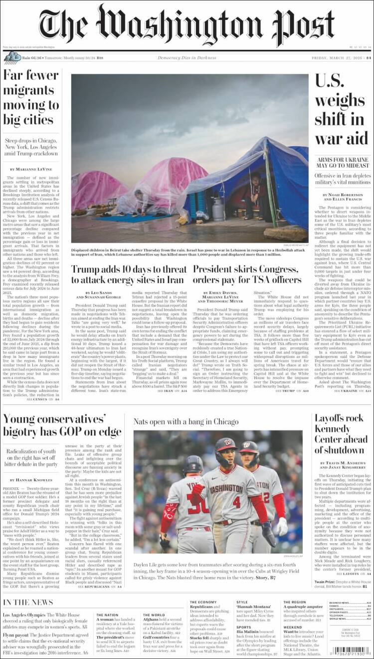 Portada de The Washington Post (USA)