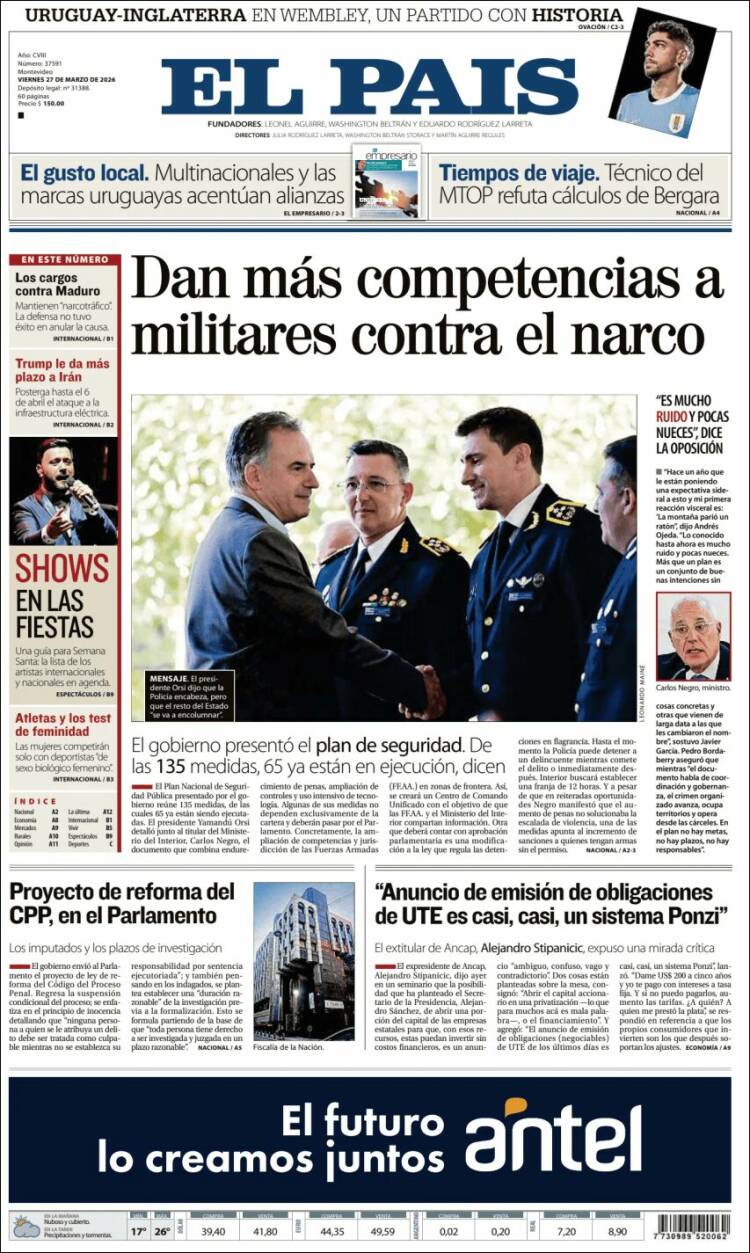 Portada de El País (Uruguay)