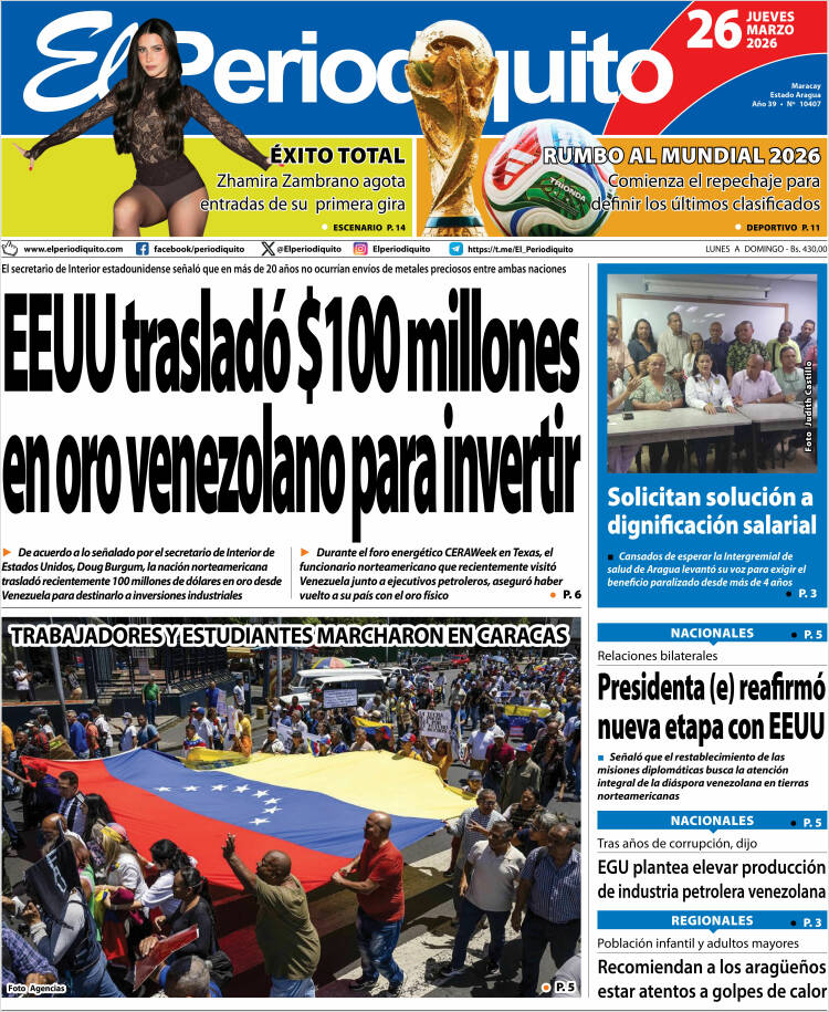 Portada de Periodiquito de Aragua (Venezuela)