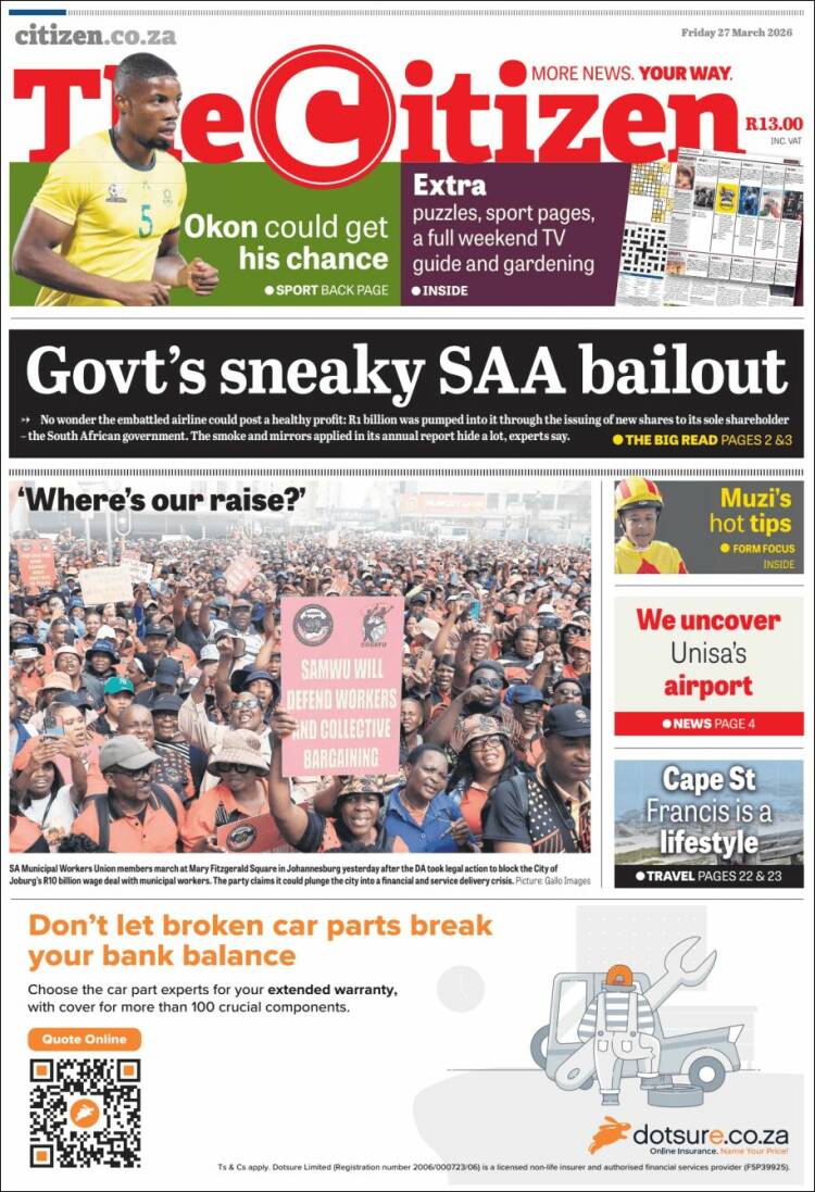 Portada de The Citizen (Sud&aacute;frica)