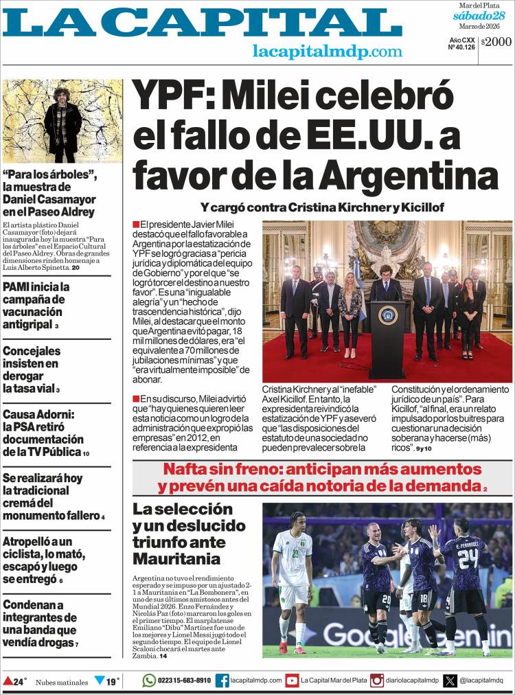 Portada de Diario La Capital - Mar del Plata (Argentina)