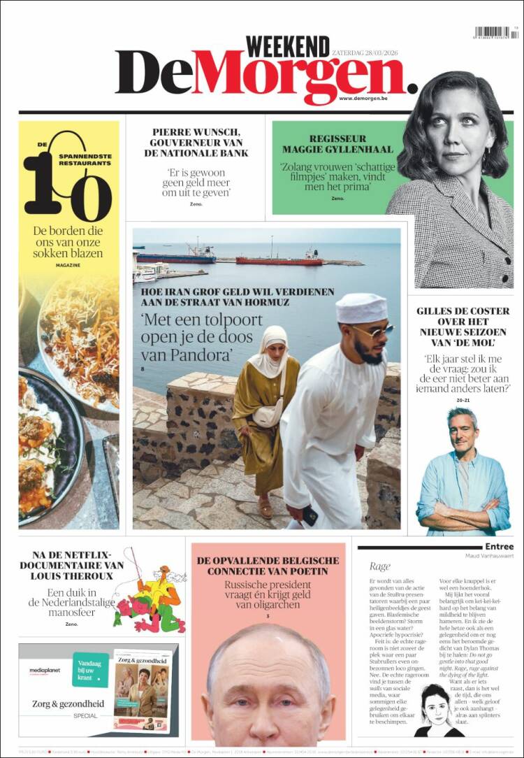 Portada de De Morgen (Belgique)
