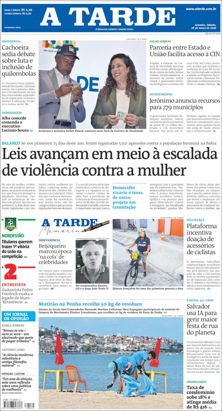 Portada de Diário A Tarde (Br&eacute;sil)