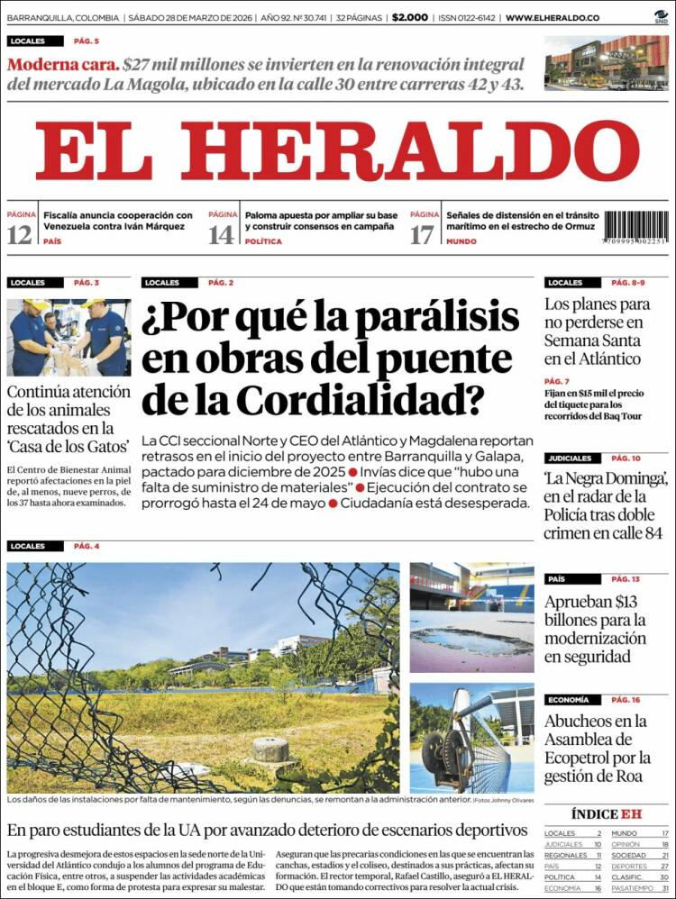 Portada de El Heraldo (Colombia)