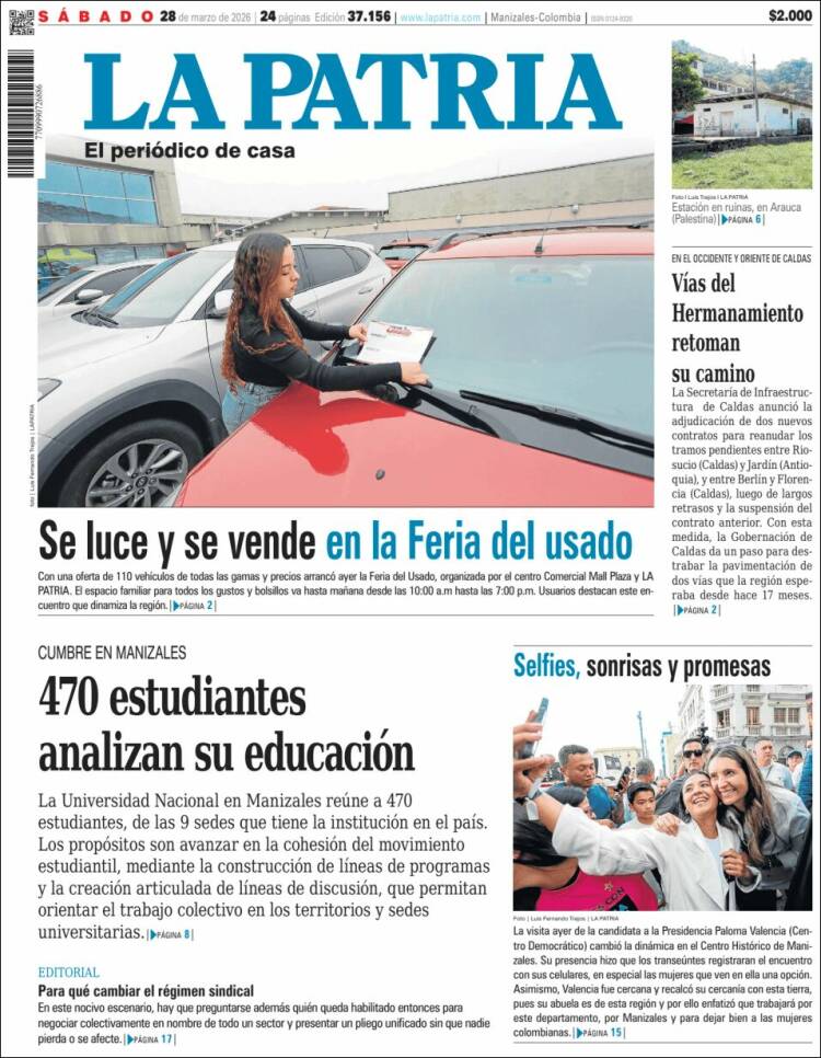 Portada de La Patria (Colombie)