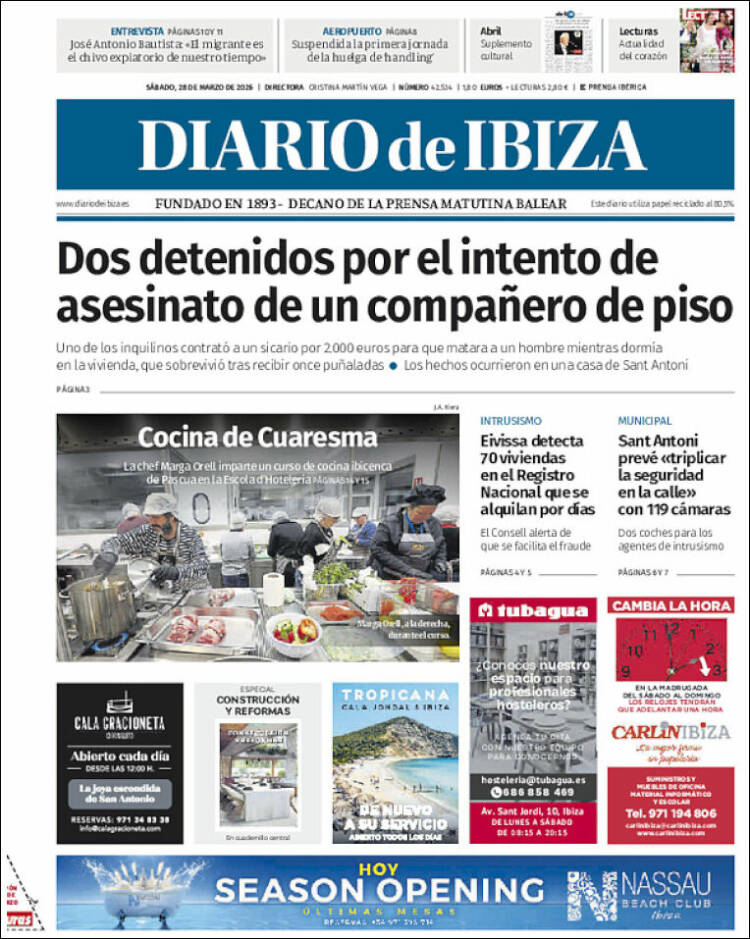 Portada de Diario de Ibiza (Espa&ntilde;a)