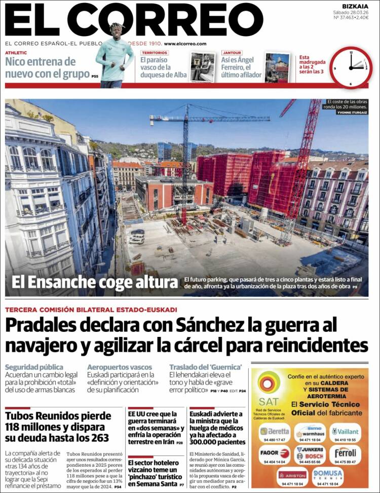 Portada de El Correo (Espa&ntilde;a)