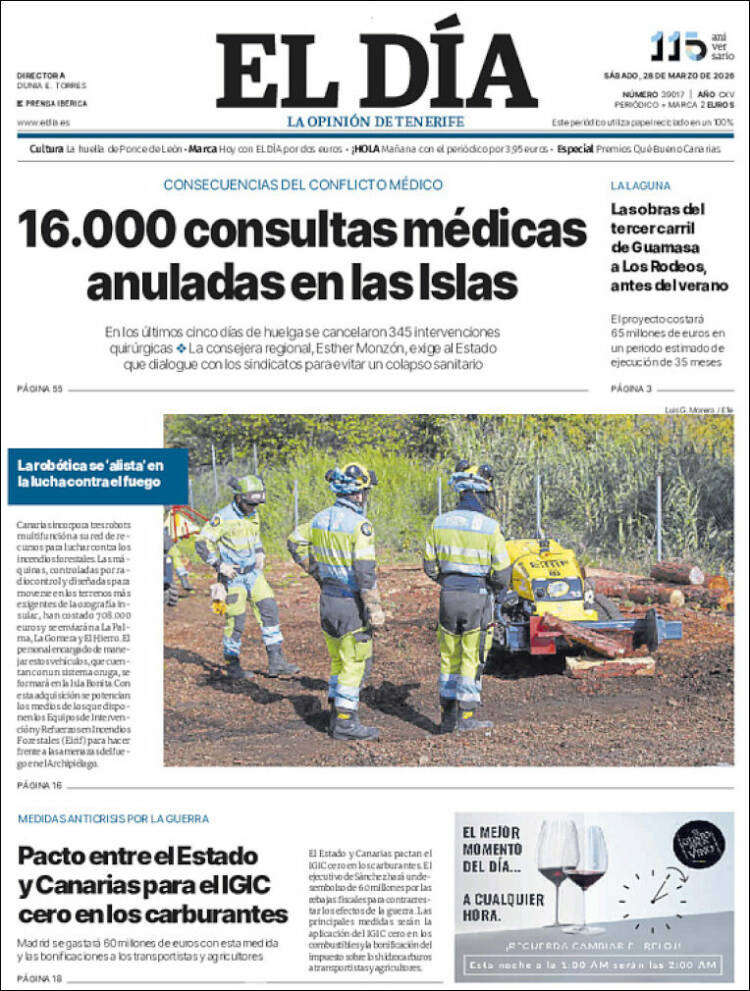 Portada de El Día (Espa&ntilde;a)