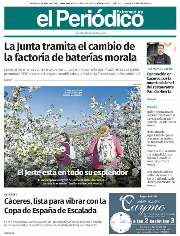 Portada de El Periódico de Extremadura (Espa&ntilde;a)