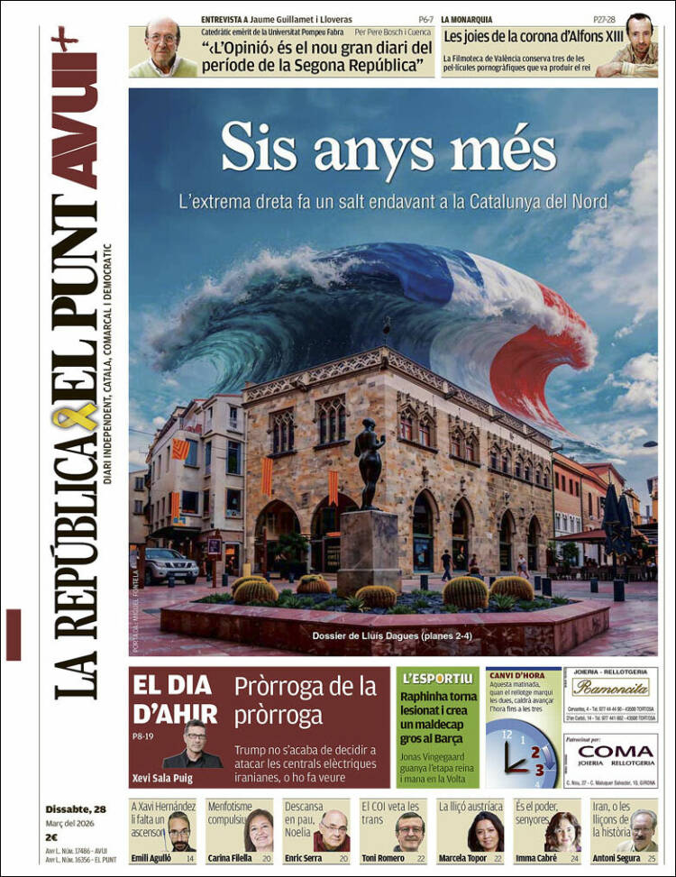 Portada de El Punt Avui (Espa&ntilde;a)