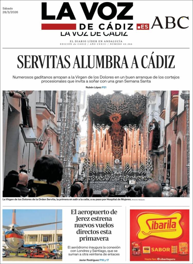 Portada de La Voz de Cádiz (Espa&ntilde;a)