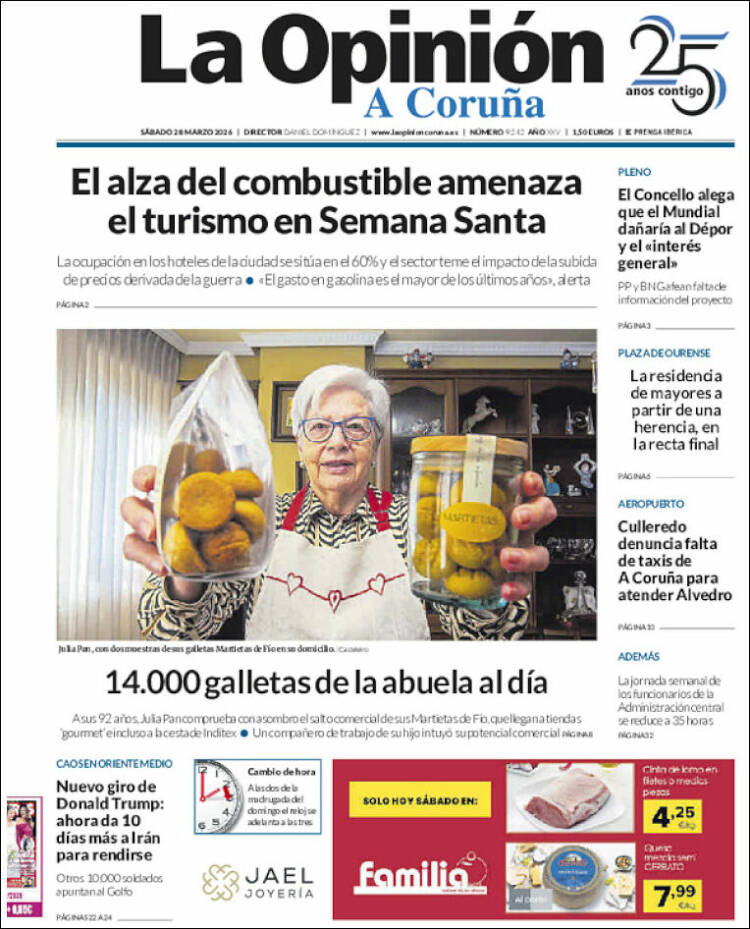 Portada de La Opinión de A Coruña (Espa&ntilde;a)
