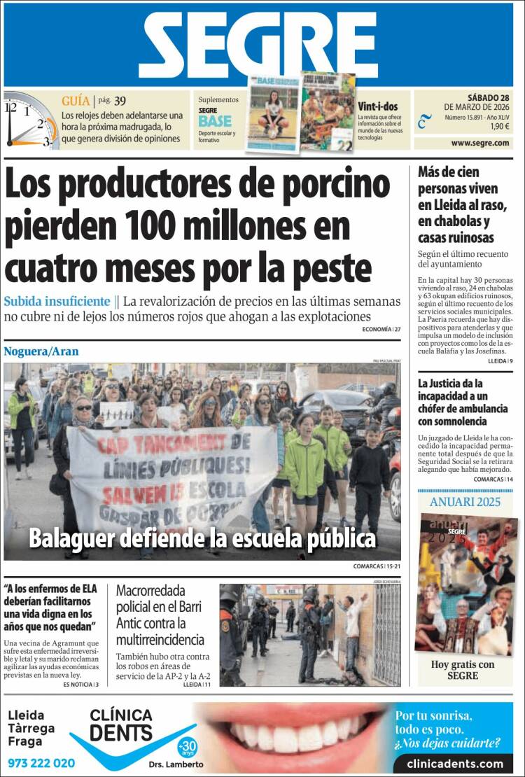 Portada de Segre  (Espagne)