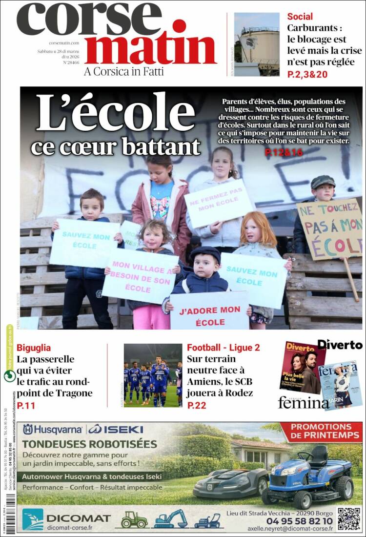 Portada de Corse-Matin (Francia)