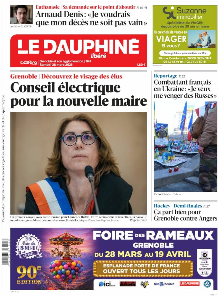 Portada de Le Dauphiné Libéré (Francia)