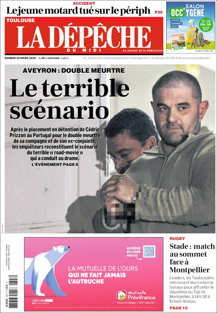 Portada de La Dépêche du Midi (Francia)